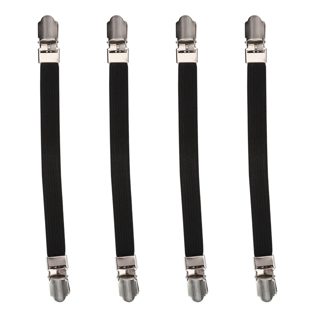 4pcs Elastic Crisscross Bed Mattress Sheet Straps Double Head Clips Gripper Holder Fasteners SuspenderBlack