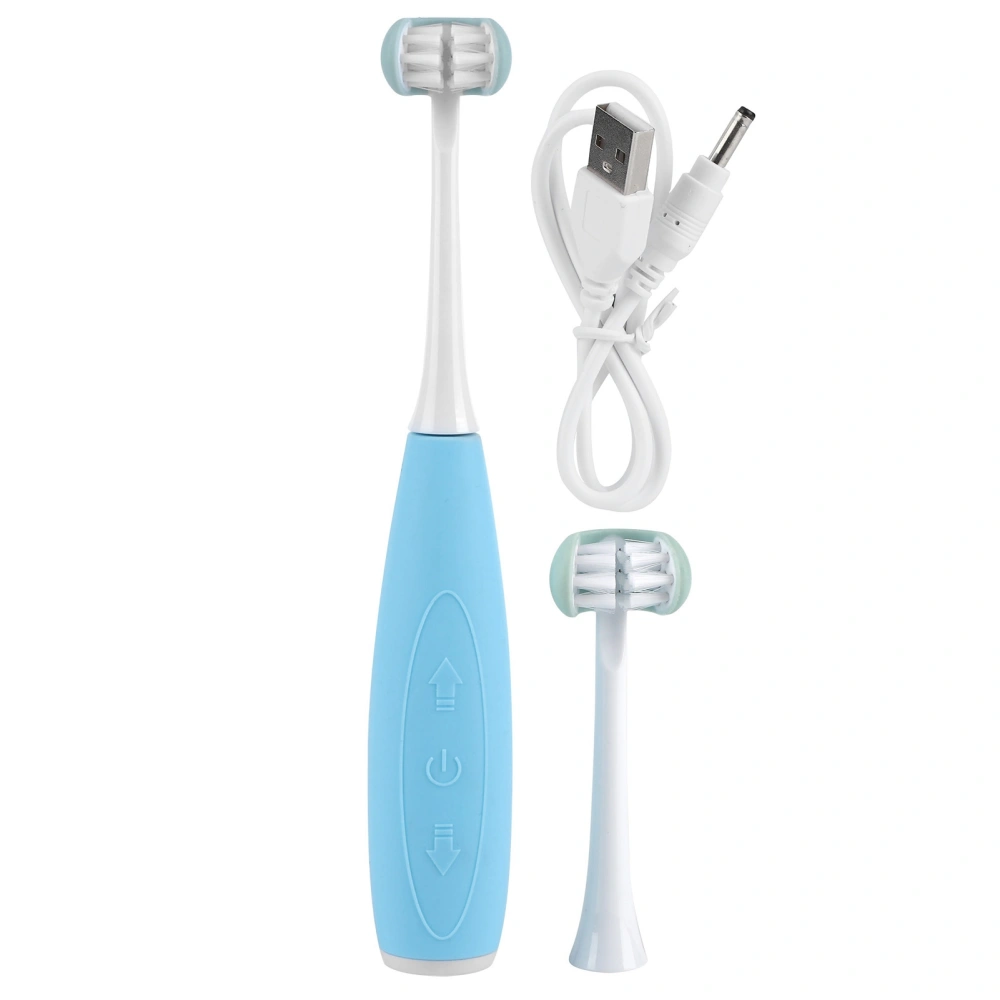 3 Sides Kid Electric Toothbrush Sonic Intelligent USB Rechargeable Teeth Cleaning ToolBlue