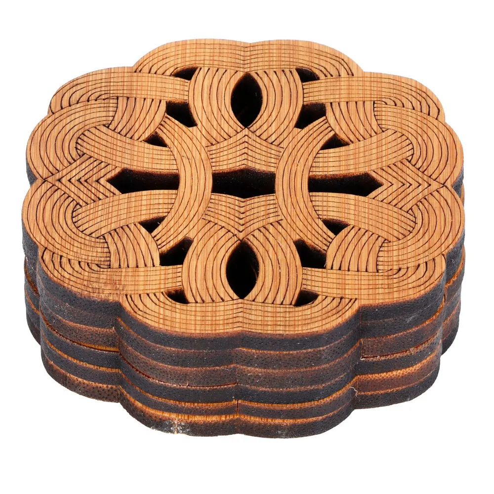 6PCS Bamboo Coaster Teacup Mat AntiScald Heat Insulation Pad Tea Ceremony Supplies(Type 2 )