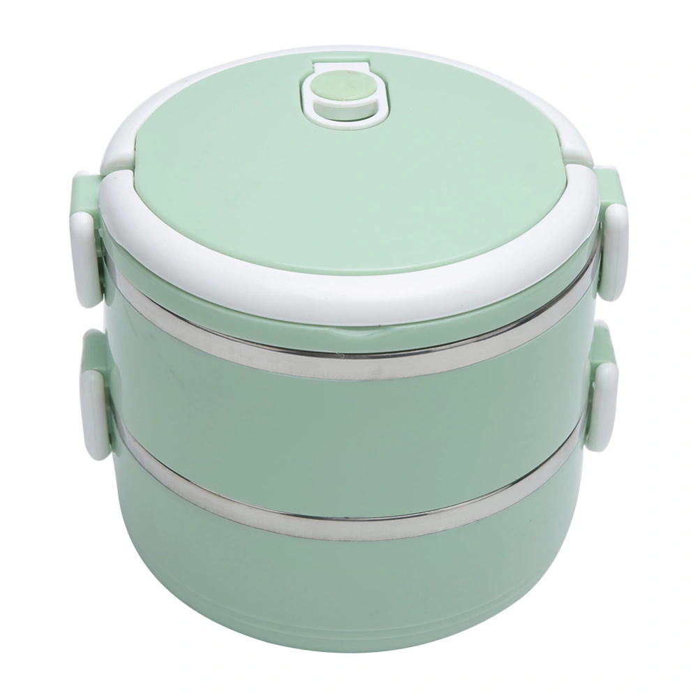 Green Portable Stainless Steel Thermal Insulated Rice Noddles Lunch Box Food ContainerDouble Layer