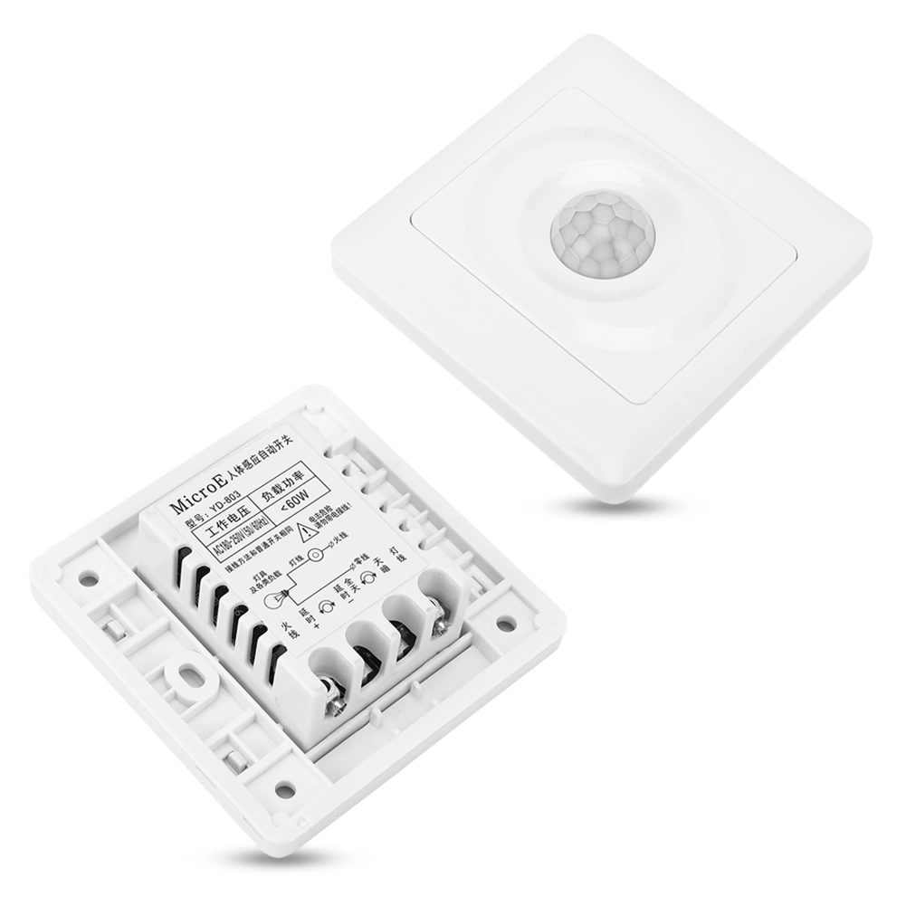 ABS High Sensitivity Adjustable Delay Infrared PIR Body Motion Sensor Control Switch AC180-250V