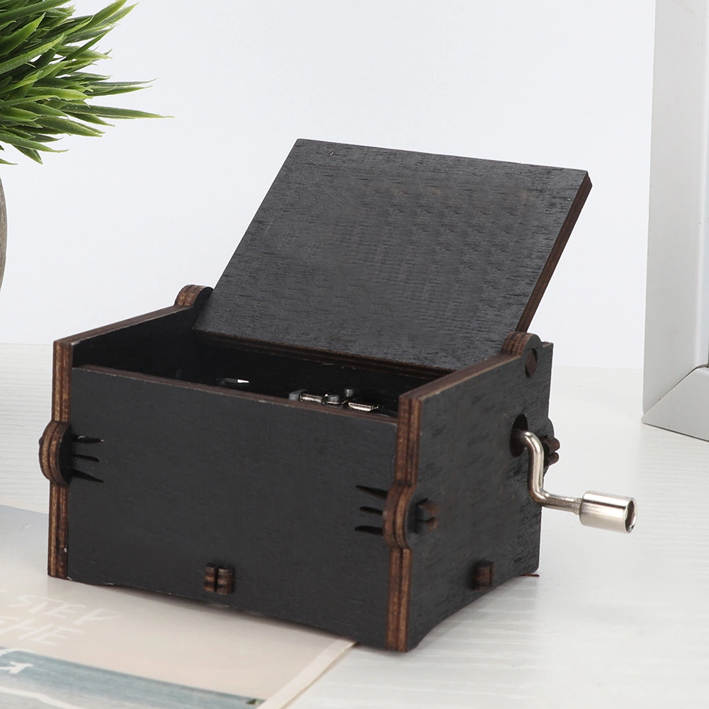 Hand Crank Black Color Mechanical Music Box Birthday Gift Home Decor (Tybe E)