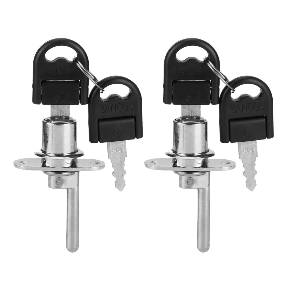 2Pcs Furniture Drawer Wardrobe File Cabinet Lock with Keys Office Security (19mm Head Silver)