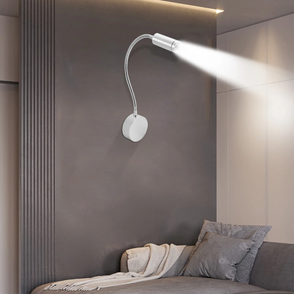 1W Flexible LED Wall Lamp Adjustable Wall Mounted Night Light Reading Light for Bedroom 85V-265V