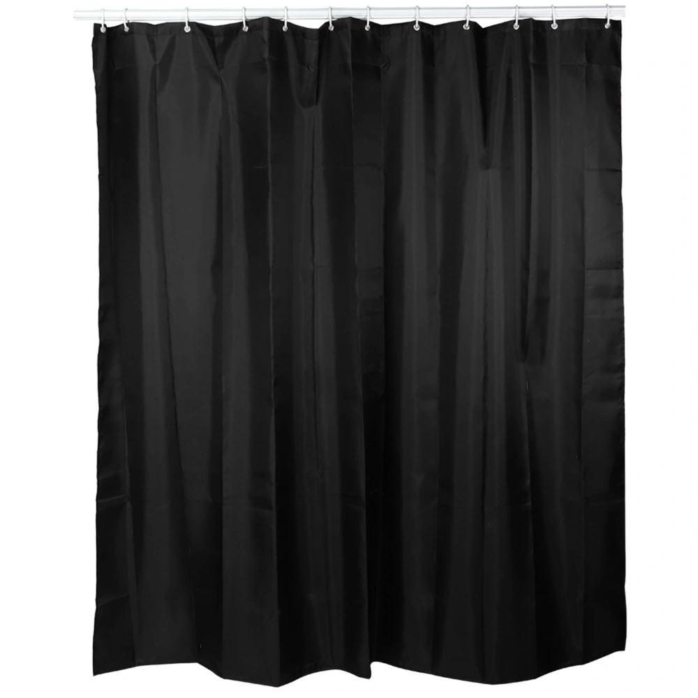 Household Fabric Waterproof Shower Curtain Bathroom Bath Curtain with Hooks Black200x180cm