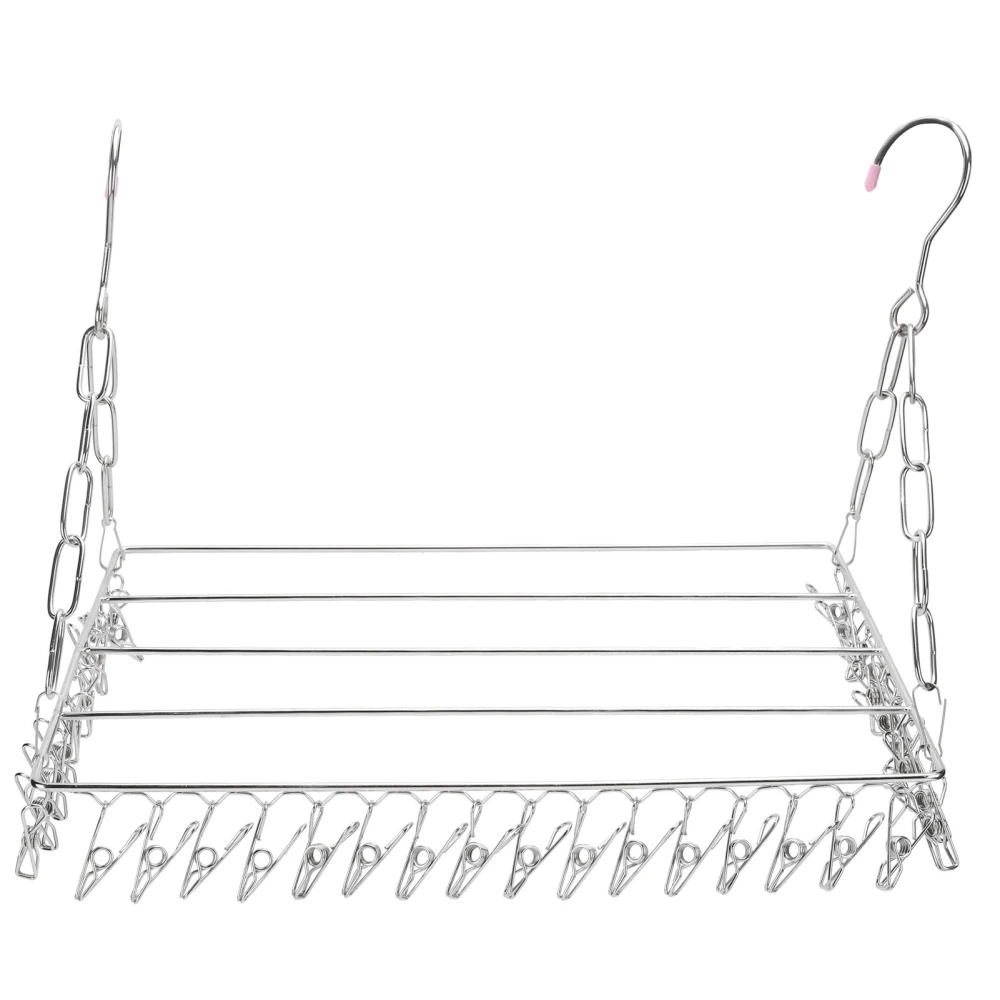 Clothes Drying Rack with 36 Clips Stainless Steel Socks Shoes Hanger Organizer for Balcony