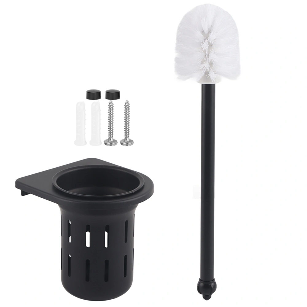 Space Aluminum Black Wall-Mounted Toilet Brush Holder Set Bathroom Supply for Home Use