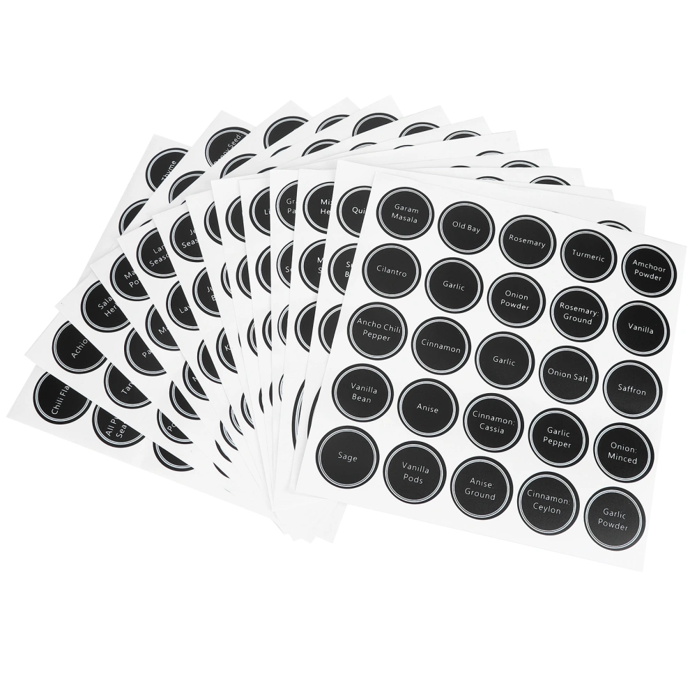 13Pcs Reusable Printed Labels Tag Round Adhesive Sticker for Spice Seasoning Jars Wine Bottle