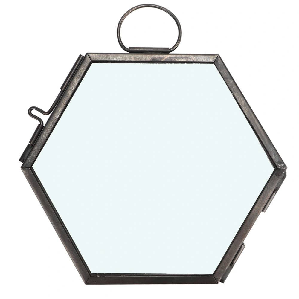 Hanging Geometric Hexagonal Glass Picture Frame Dried Flower Plant Specimen Clip Display