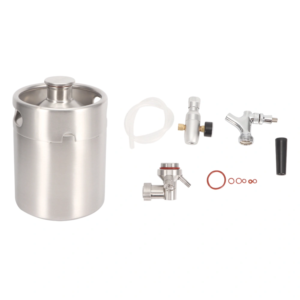 2L Stainless Steel Beer Keg Homebrew Keg System Kit with Carbonator Faucet Mini CO2 Regulator