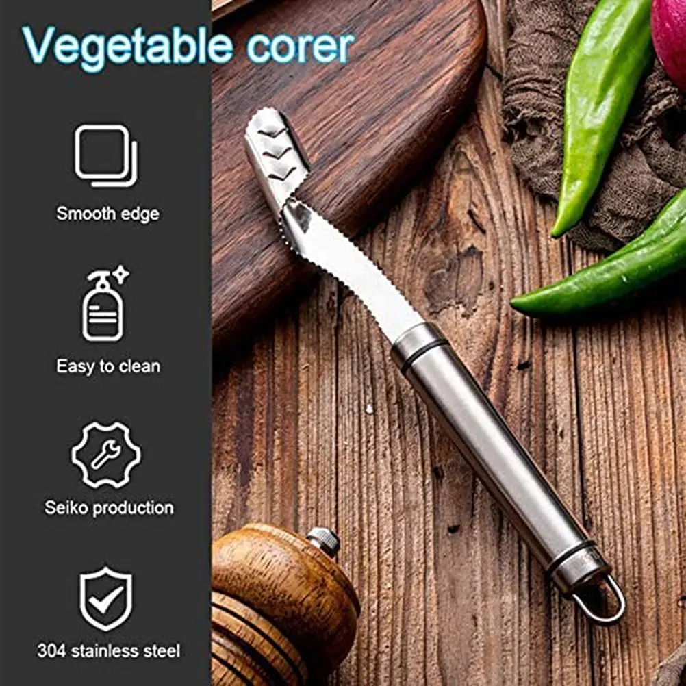 Pepper Corer Soft Grip Stainless Steel Serrated Remover Multifunctional Seed Remover Kitchen Cooking Accessories