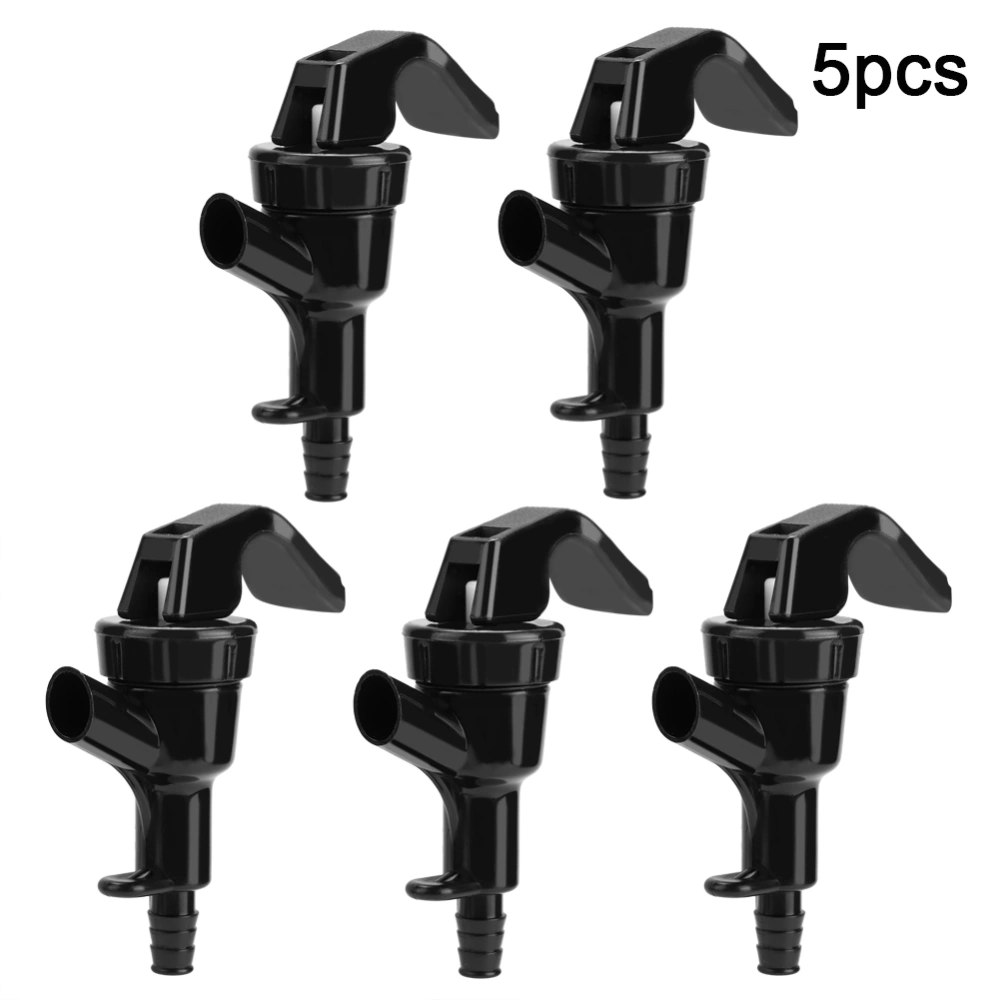 5pcs Black Plastic Squeeze Faucet Picnic Tap Faucet Liquid Dispenser Tap Draft Beer Homebrew