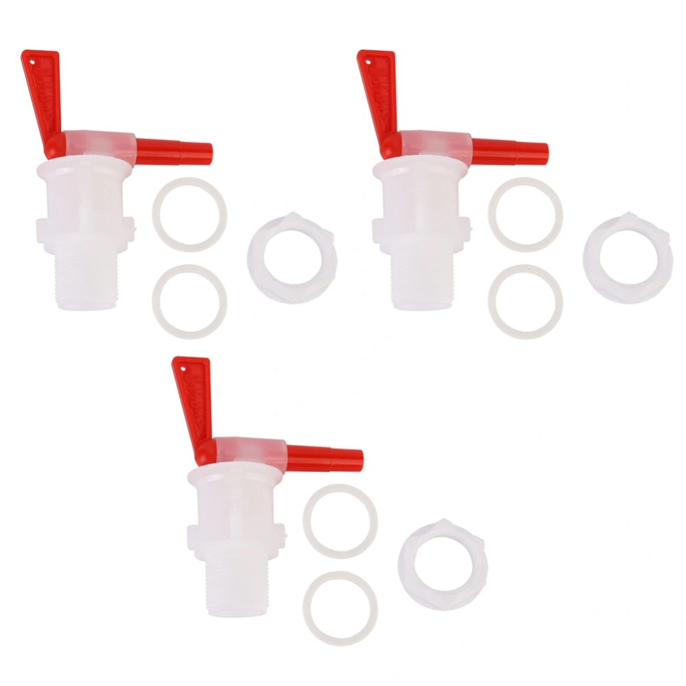 3Pcs Household Brewing Beer Bottling Bucket Plastic Red Spigot Replacement Beer Tap