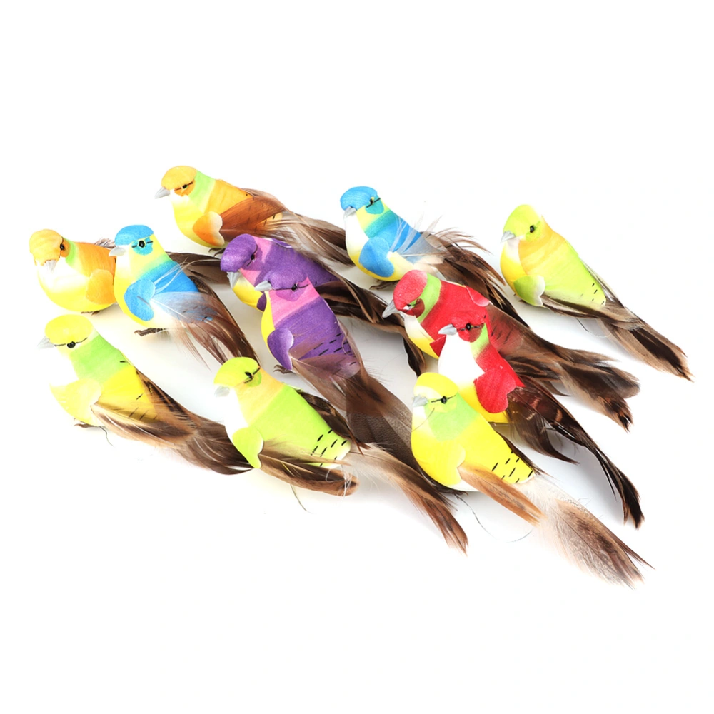 12Pcs Beautiful Colorful Simulation Foam Bird Decor Garden Plants Decoration Ornament