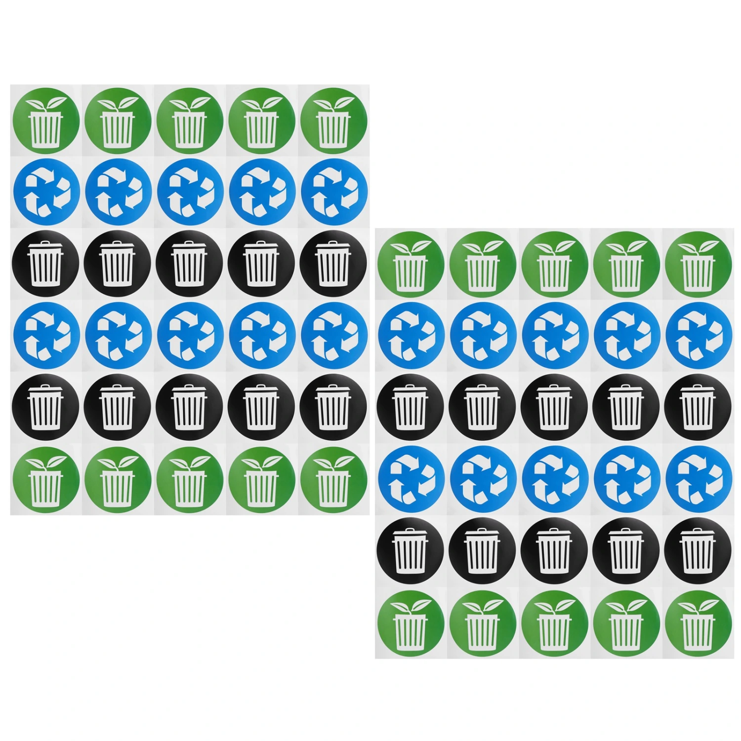60Pcs/Set Circular Garbage Collection Identification Recycle Decal Dustbin Sticker