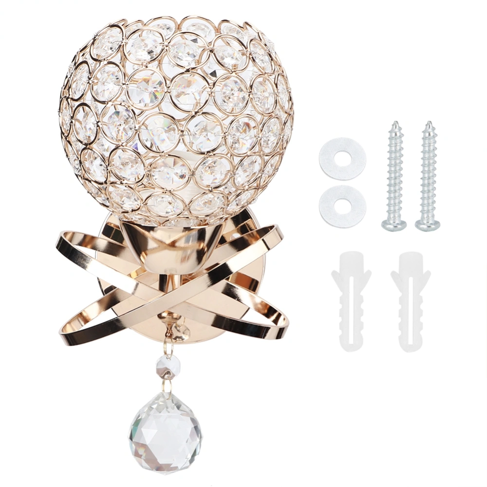 Round Wall Lamp Crystal Lamp E14 Lamp Holder for Home Living Room Bedroom CorridorGold