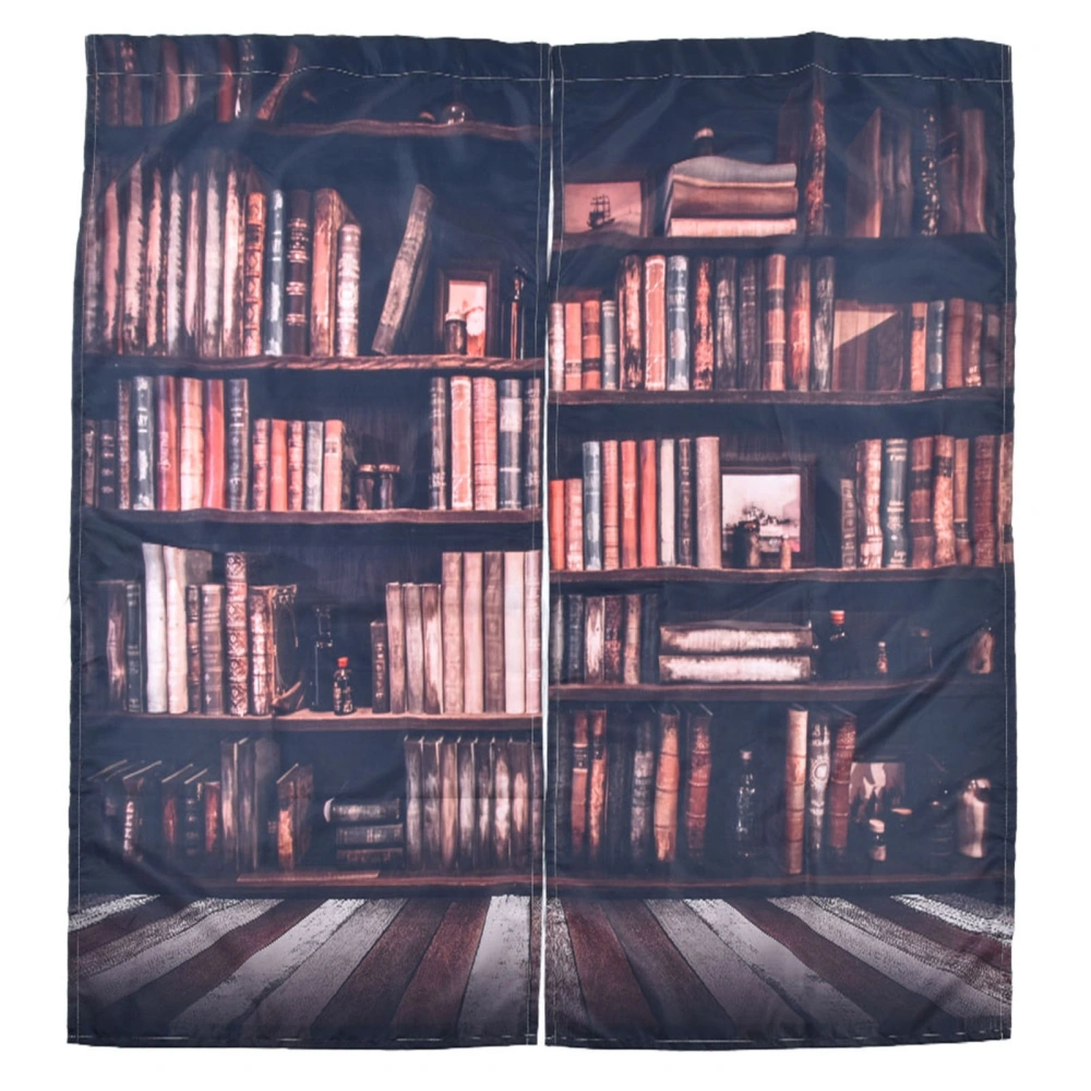 Living Room Curtains 3D Bookcase Printed Shading Curtains Bedroom Drapes (170*200cm)