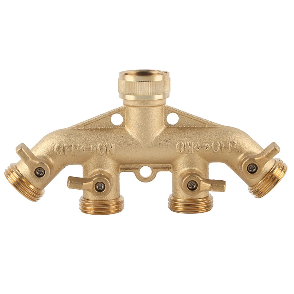 Brass Garden 4-Way Hose Splitter Hose Adapter Ball Valve Water Faucet Valve Connector