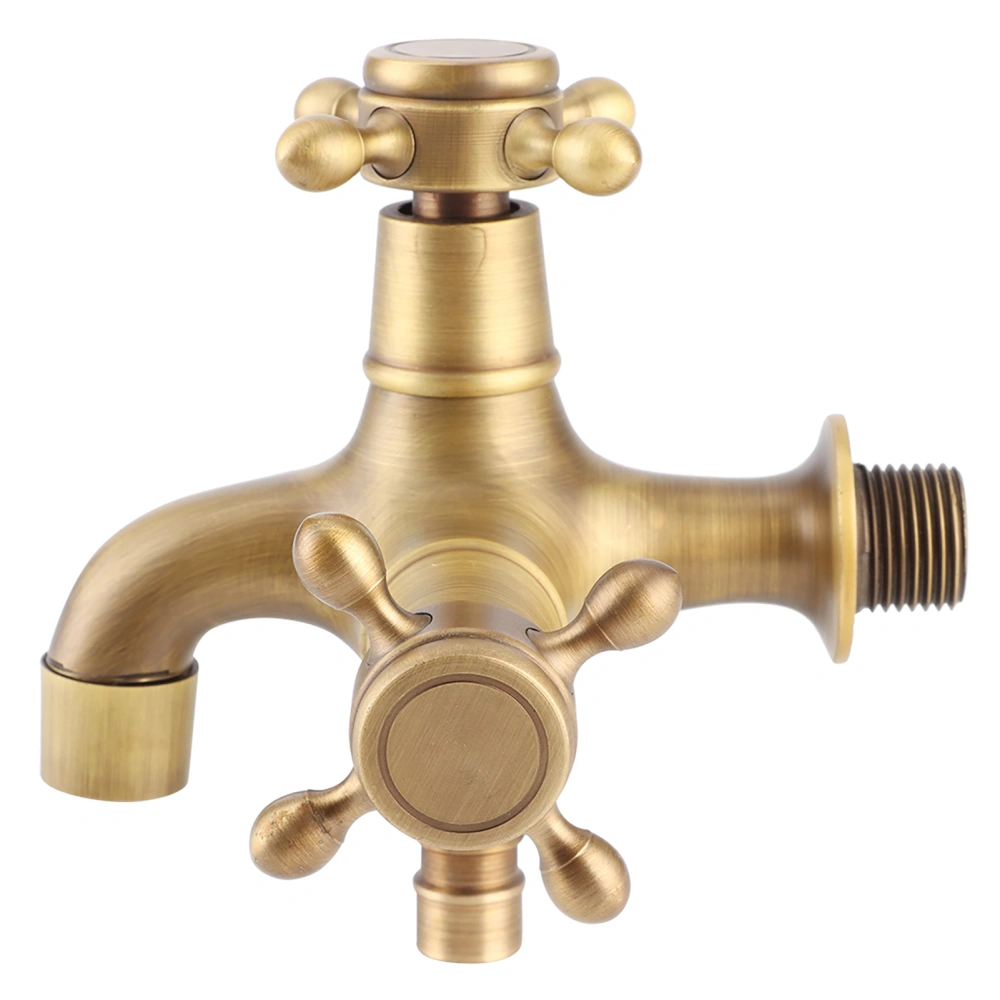 G1/2in Thread Bathroom Copper Single Cold Faucet Washing Machine Mop Pool Water Tap Retro Gold