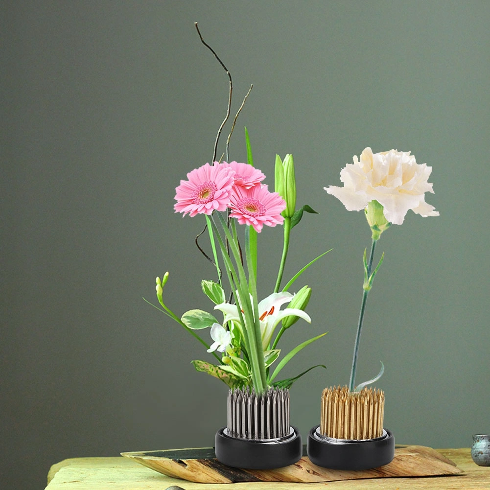 2Pcs Copper Stainless Steel Round Shape Flower Kenzan Needle Flower Arrangement Accessory Tool