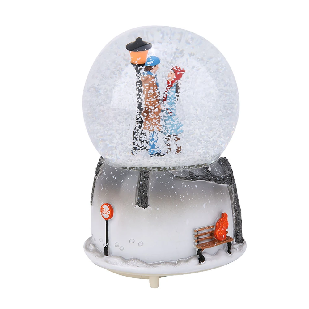 Novelty Night Light Musical Snow Globe Music Box Desktop Ornament