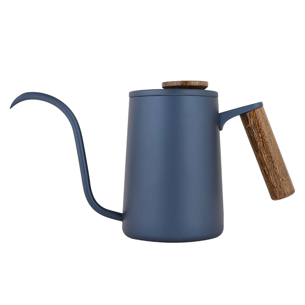 600ml Fashion Stainless Steel Handle Drip Coffee Pot Long Gooseneck Spout Kettle（Blue）