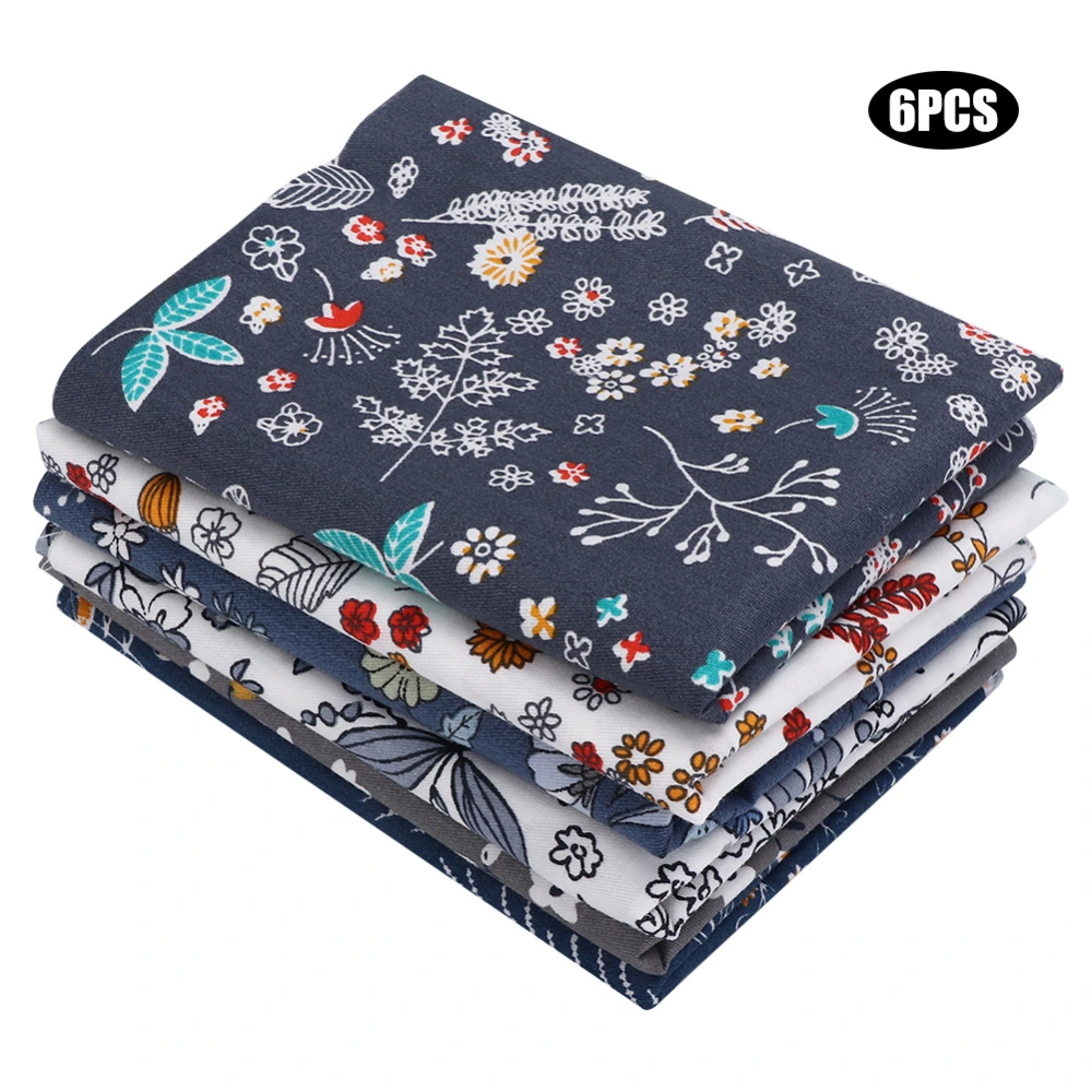 50x40cm 6Pcs Unique Flower Pattern Cotton Cloth Printed Fabric DIY Material for Craft Project