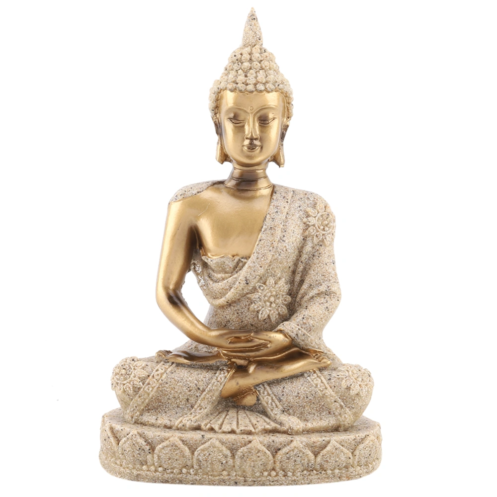 Meditating Seated Buddha Statue Carving Figurine Craft for Home Decoration Ornament (Gold)