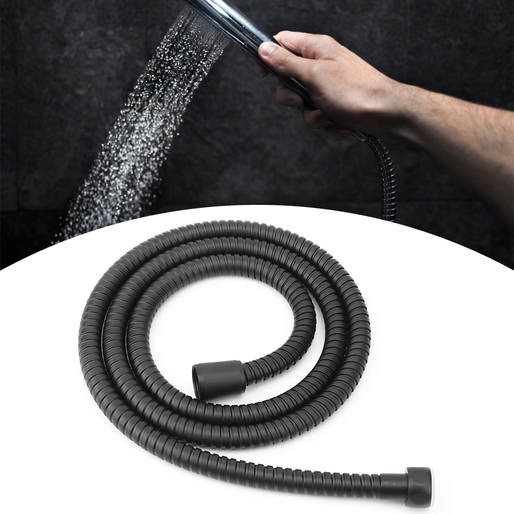1.5m Matte Black High Pressure Stainless Steel Flexible Shower Hose Pipe Bathroom Accessory
