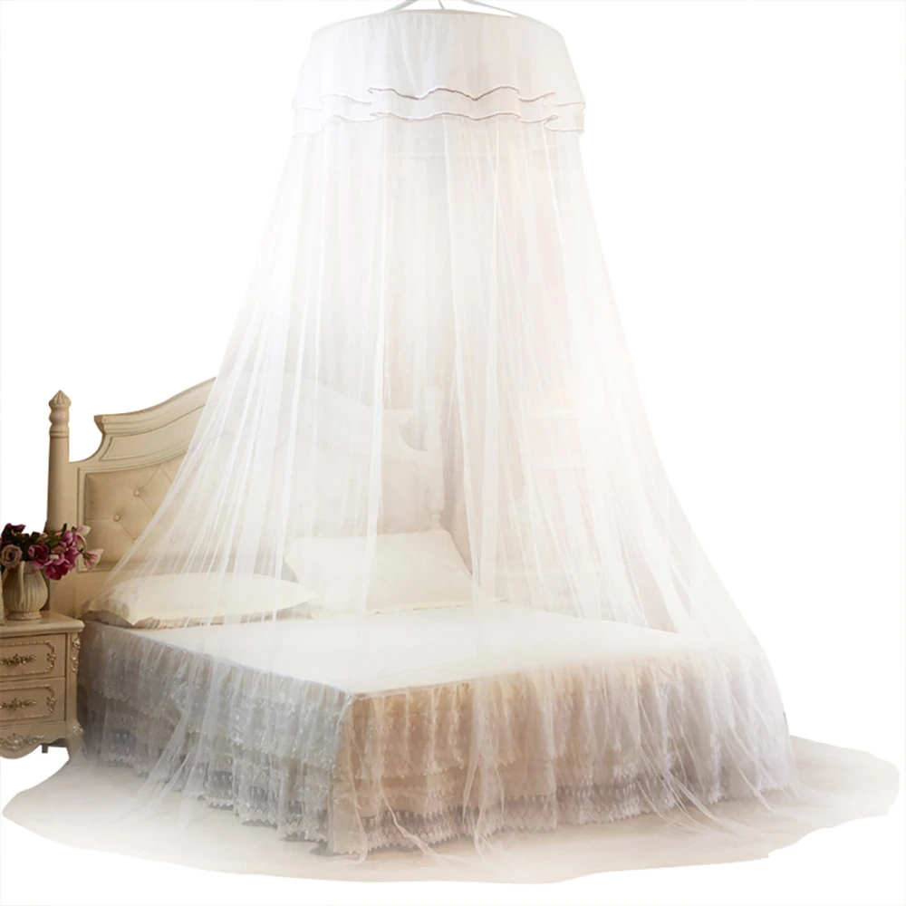 Breathable Round Canopy Lace Princess Style Mosquito Net Bed Curtain Netting (White)