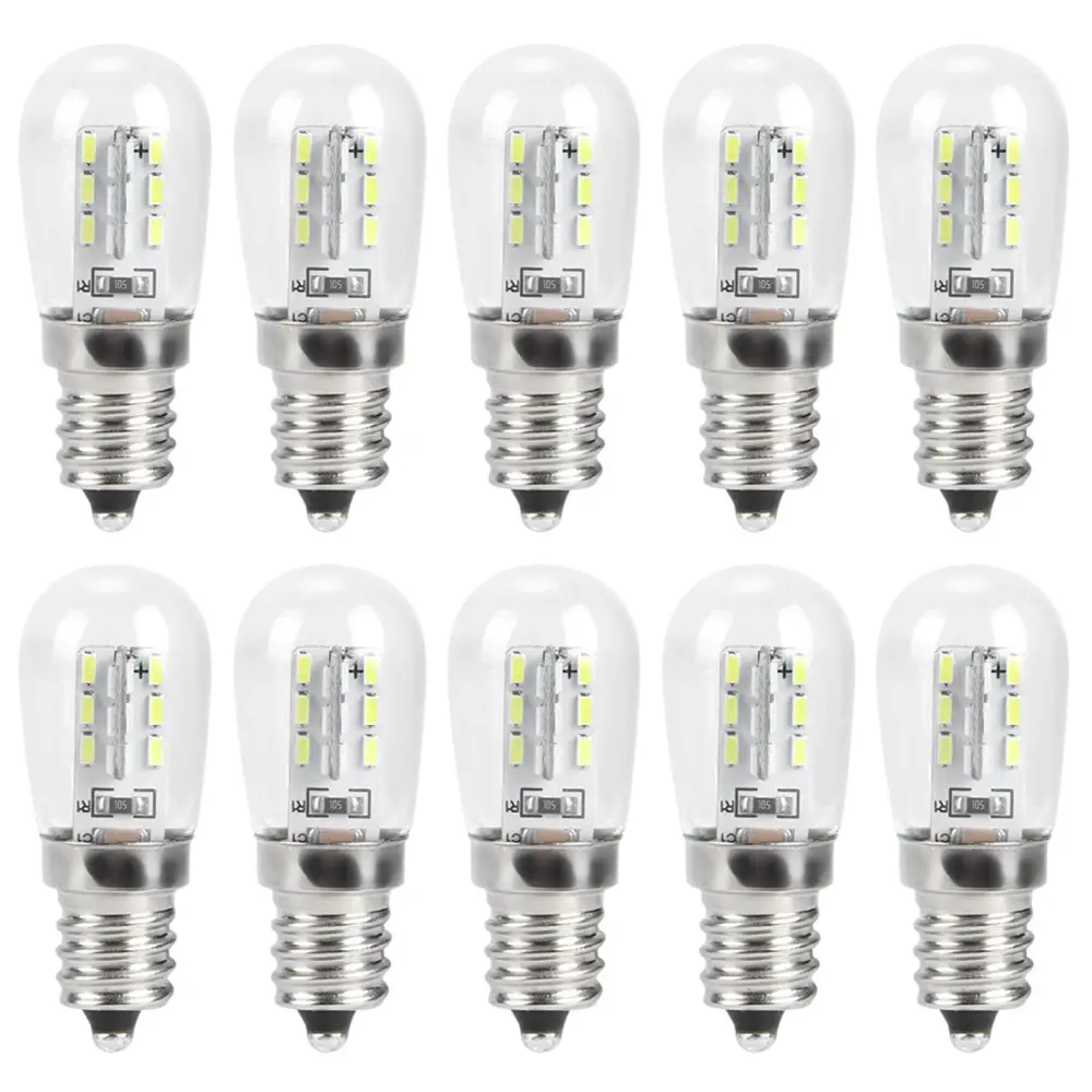 10pcs E12 LED Fridge Light Bulb 1.5W AC 230V Replacement for Household Sewing Machine Lamp (White Light)