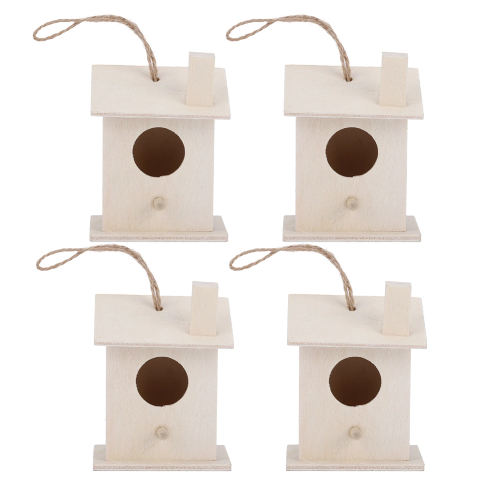 4Pcs Innovative Hanging Wooden Bird House Nests Ornament for Outdoor Garden Yard Decoration