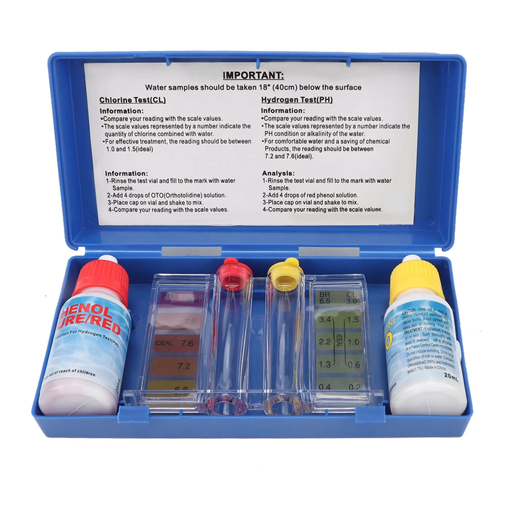 PH Chlorine Testing Kit Water Quality Test Box Accessories for Swimming Pool