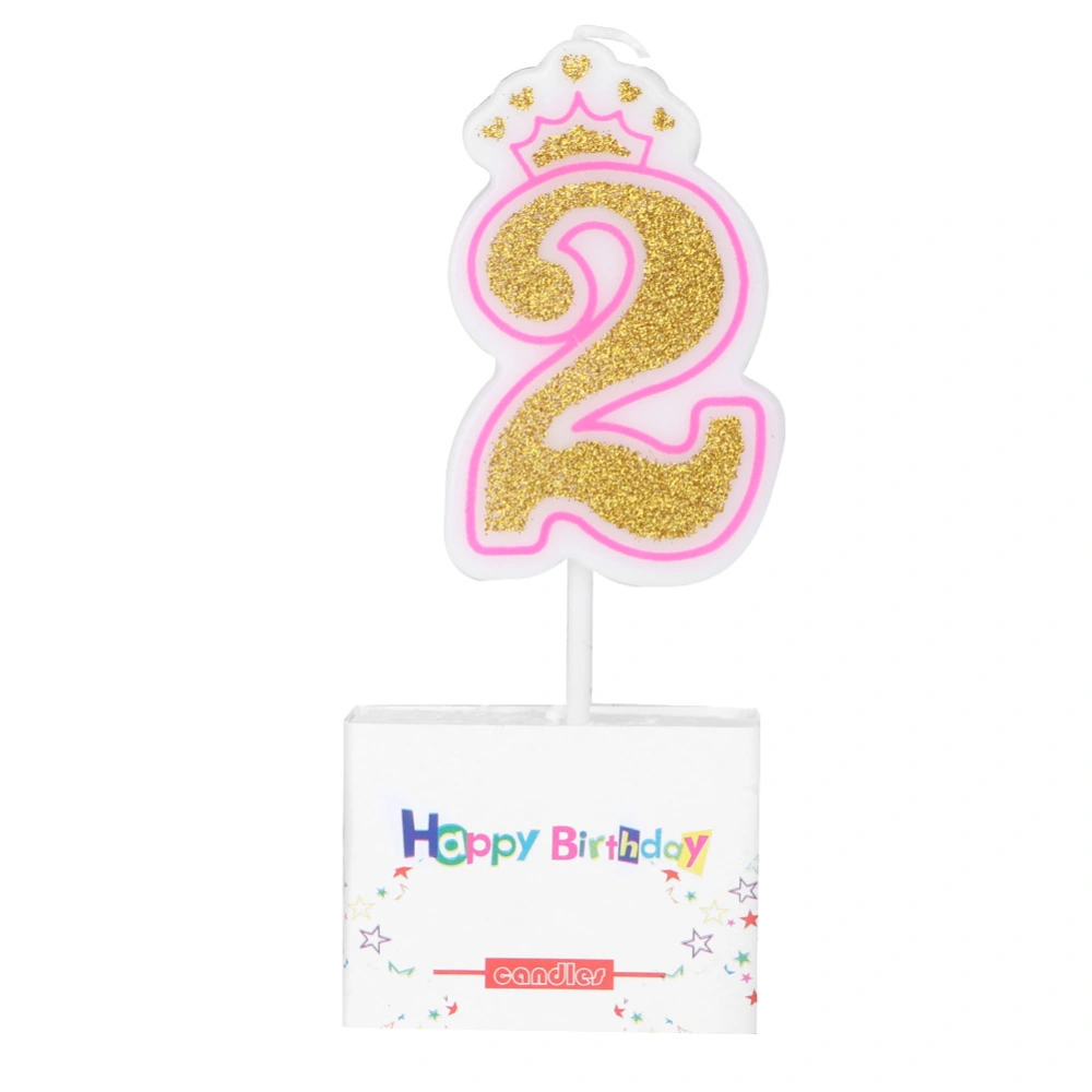 New Girls Kids Birthday Candle Party Crown Smoke free Cake Candles Numbers Age 0-8（2）