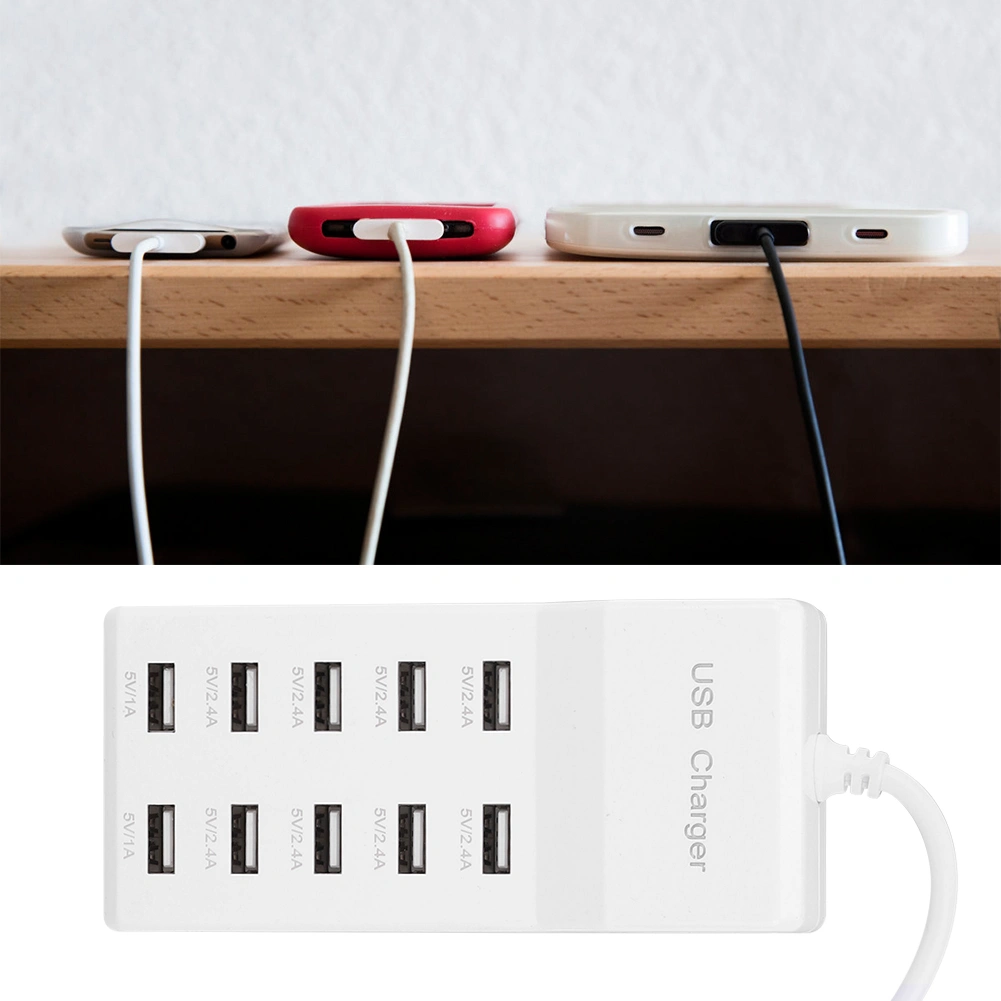 5V 10 Port Intelligent Fast Charging USB Charger for Mobile Phone 100-240VUS Plug