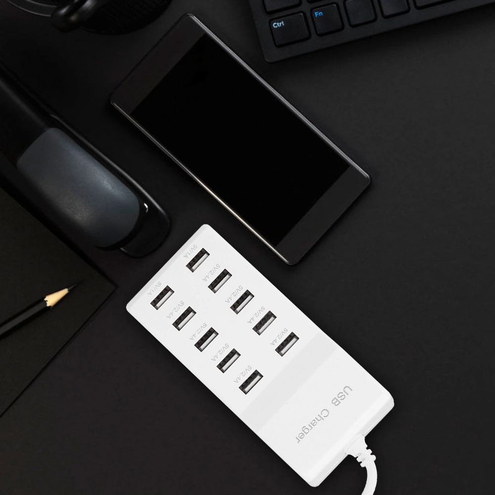 5V 10 Port Intelligent Fast Charging USB Charger for Mobile Phone 100-240VUS Plug