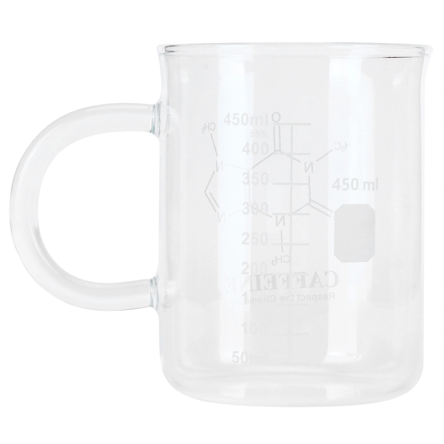 Beaker Mug Borosilicate Glass Cup with Handle and Measuring Scale for Coffee Tea