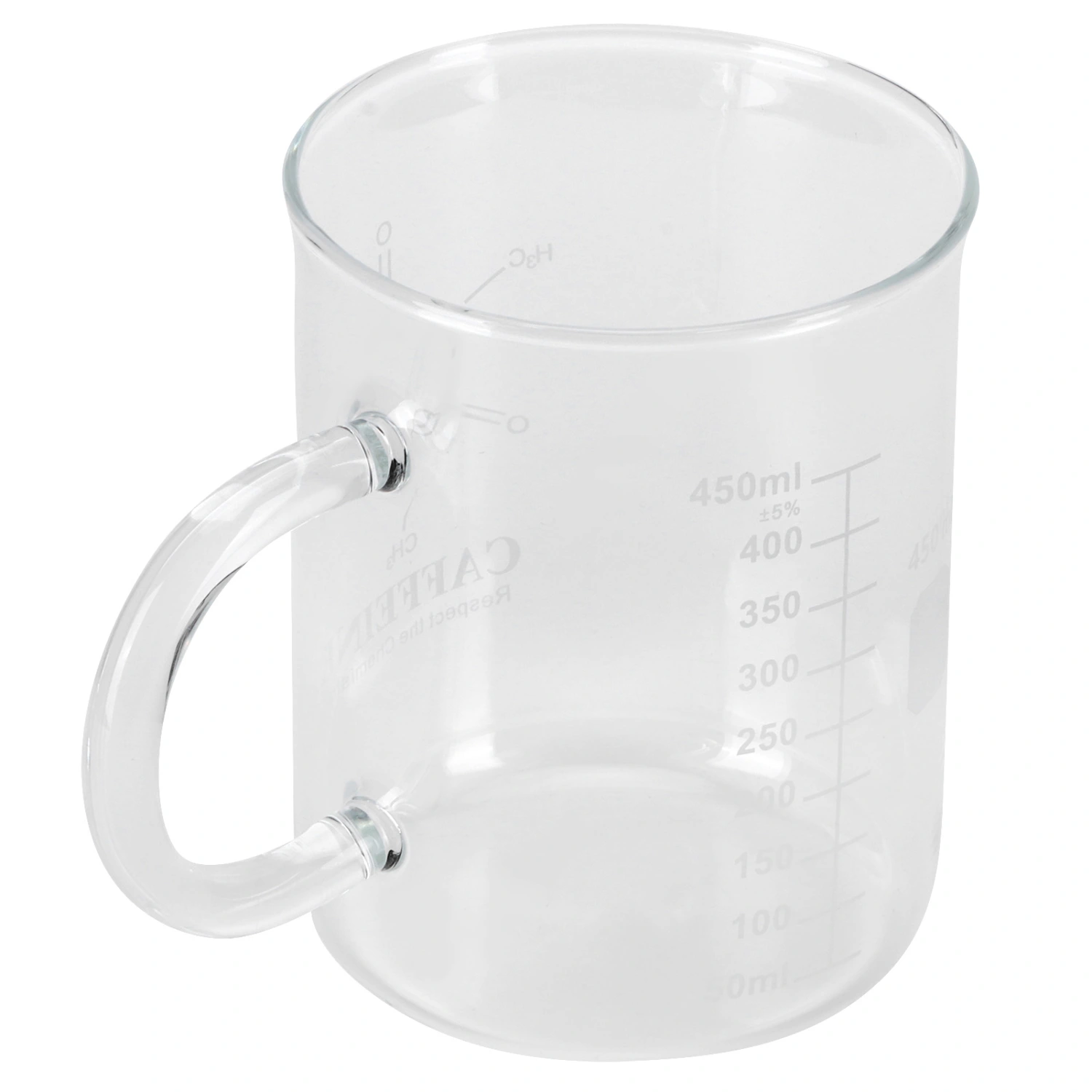 Beaker Mug Borosilicate Glass Cup with Handle and Measuring Scale for Coffee Tea