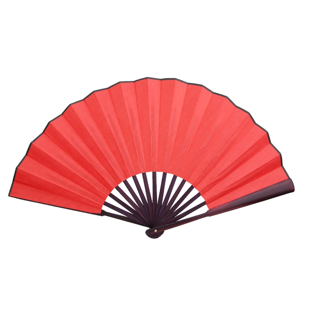 10 Inch Folding Fan Wedding Decoration Dance Gift Craft Paper Fan (Red)