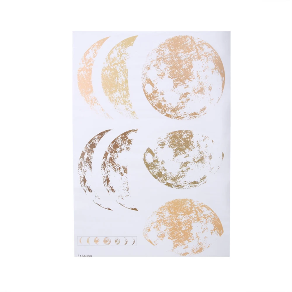 Golden Moon Phase Pattern Wall Sticker Art Decal Background Sticker for Home Bedroom Decoration