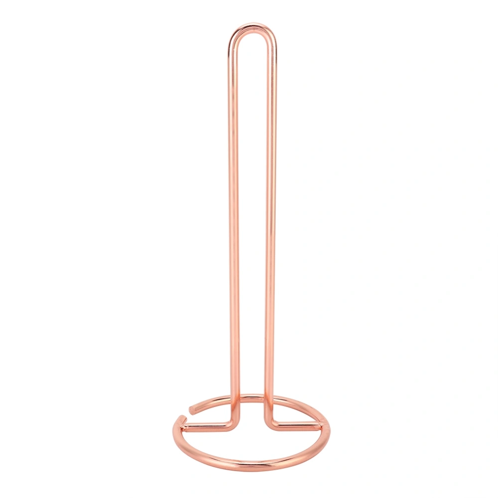 Metal Standing Simply Roll Holder Paper Towel Rack Tissue Holder Organizer (Rose Gold)