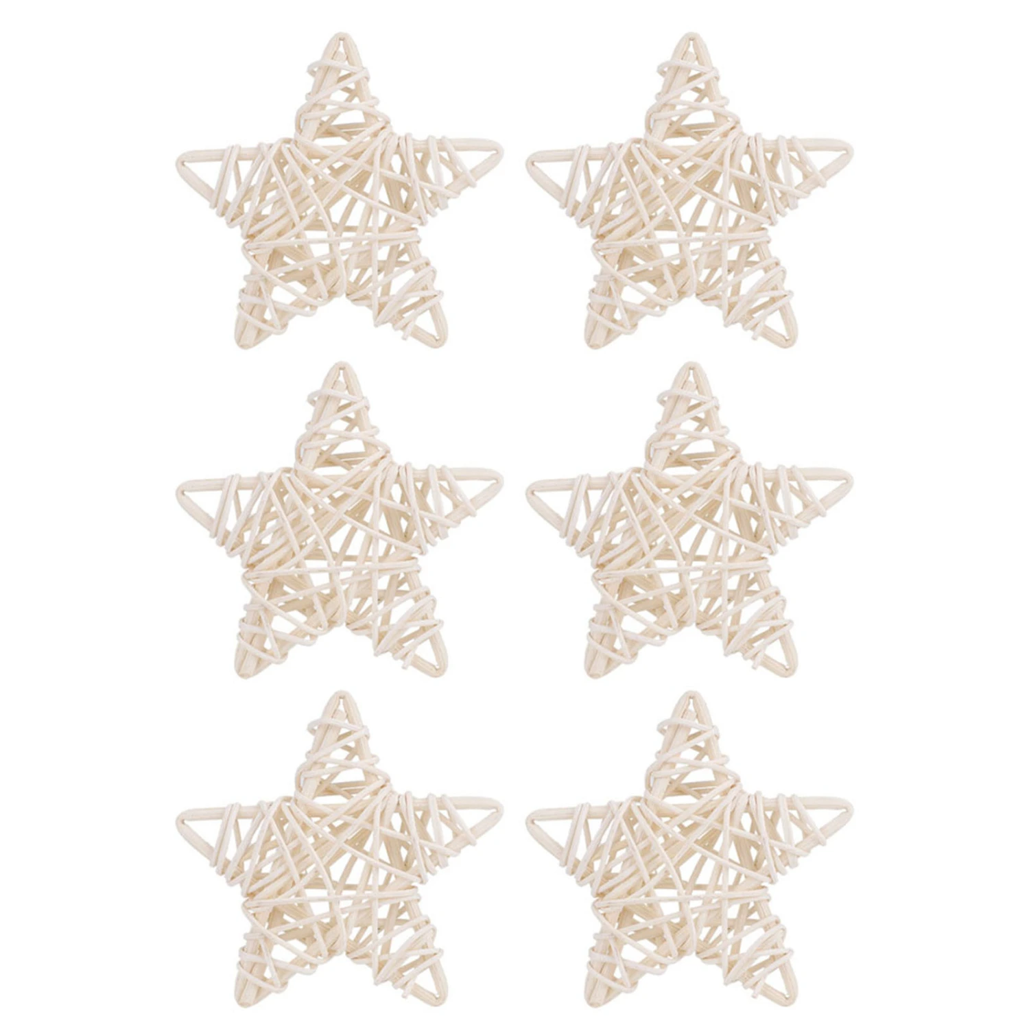 6Pcs DIY Crafts Natural Rattan Stars for Wedding Party Christmas Decoration(White)