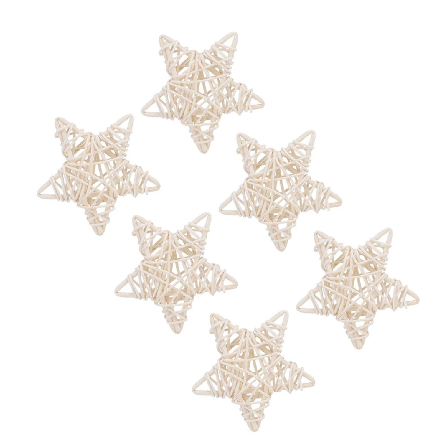 6Pcs DIY Crafts Natural Rattan Stars for Wedding Party Christmas Decoration(White)