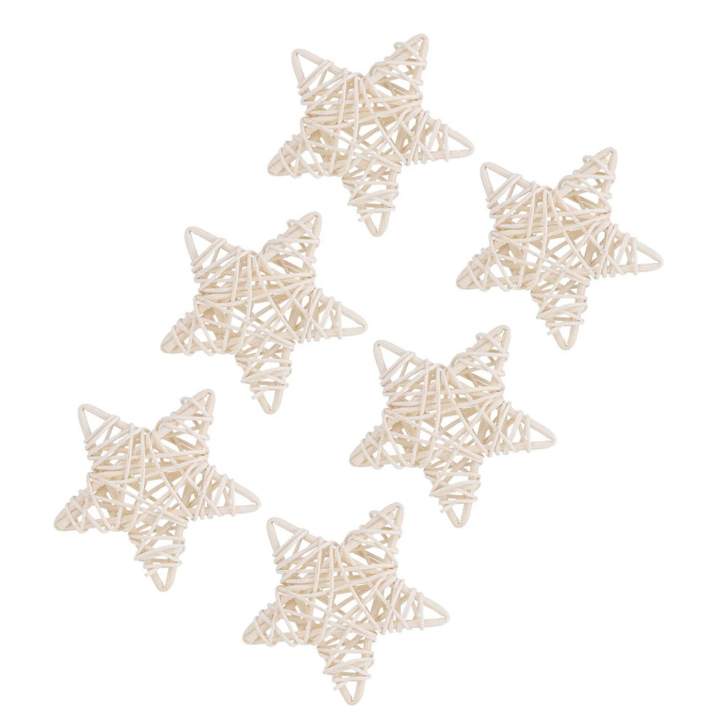 6Pcs DIY Crafts Natural Rattan Stars for Wedding Party Christmas Decoration(White)