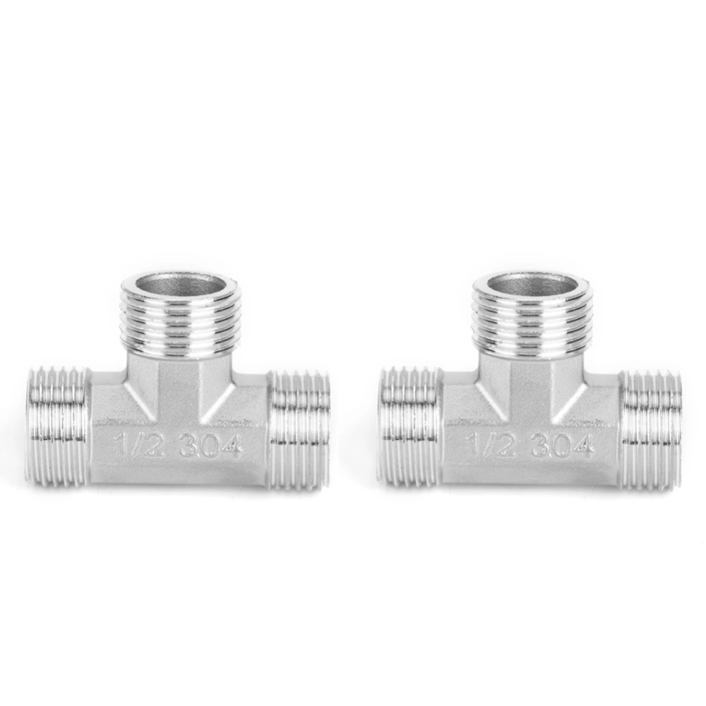 G1/2in Male Thread Stainless Steel T‑Shaped Tee Connector Pipe Connection Fittings Accessories