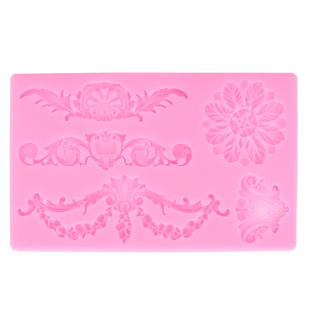 DIY European Embossed Flower Silicone Mold Cake Fondant Cookie Chocolate Mould Decorating Baking ToolPink