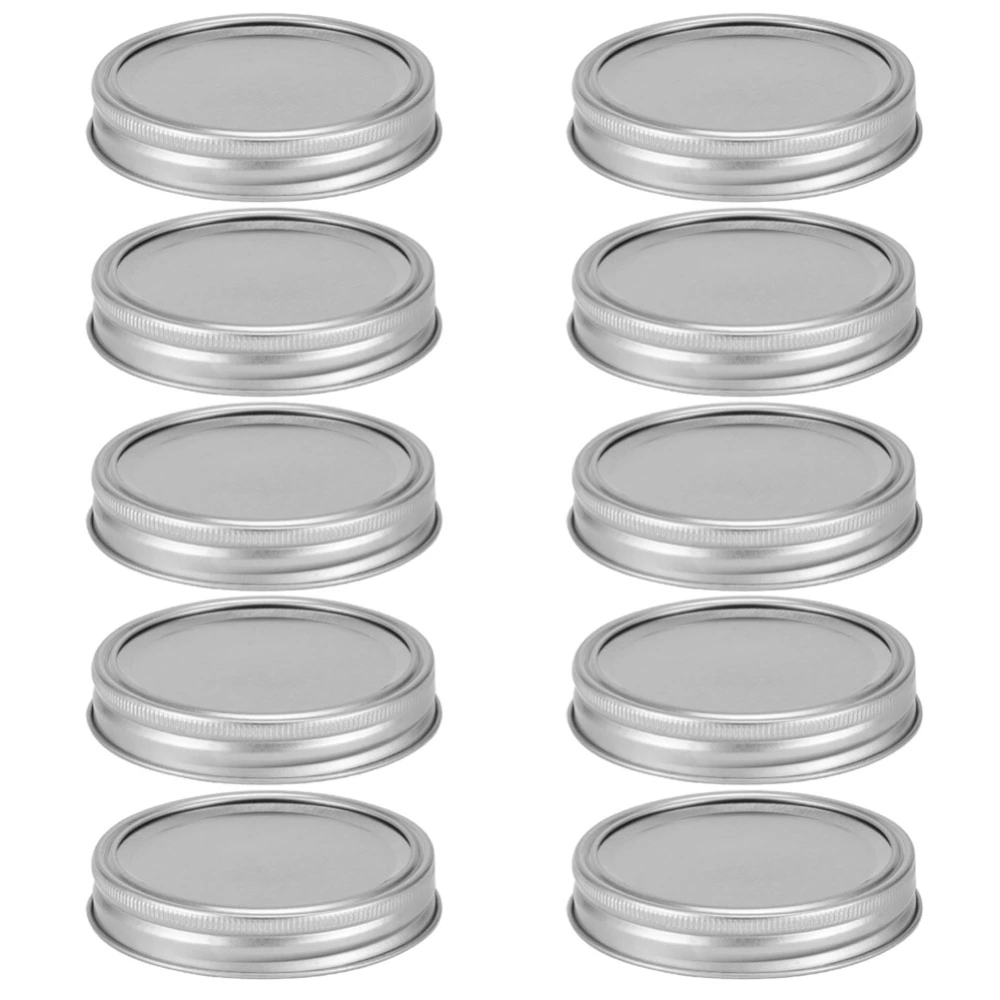 Split&#8209;Type Glass Jar Canning Lids Round Food Container Sealing Cover Kitchen Accessory(10Pcs 70mm Silver Circular Ring+Cover Plate )