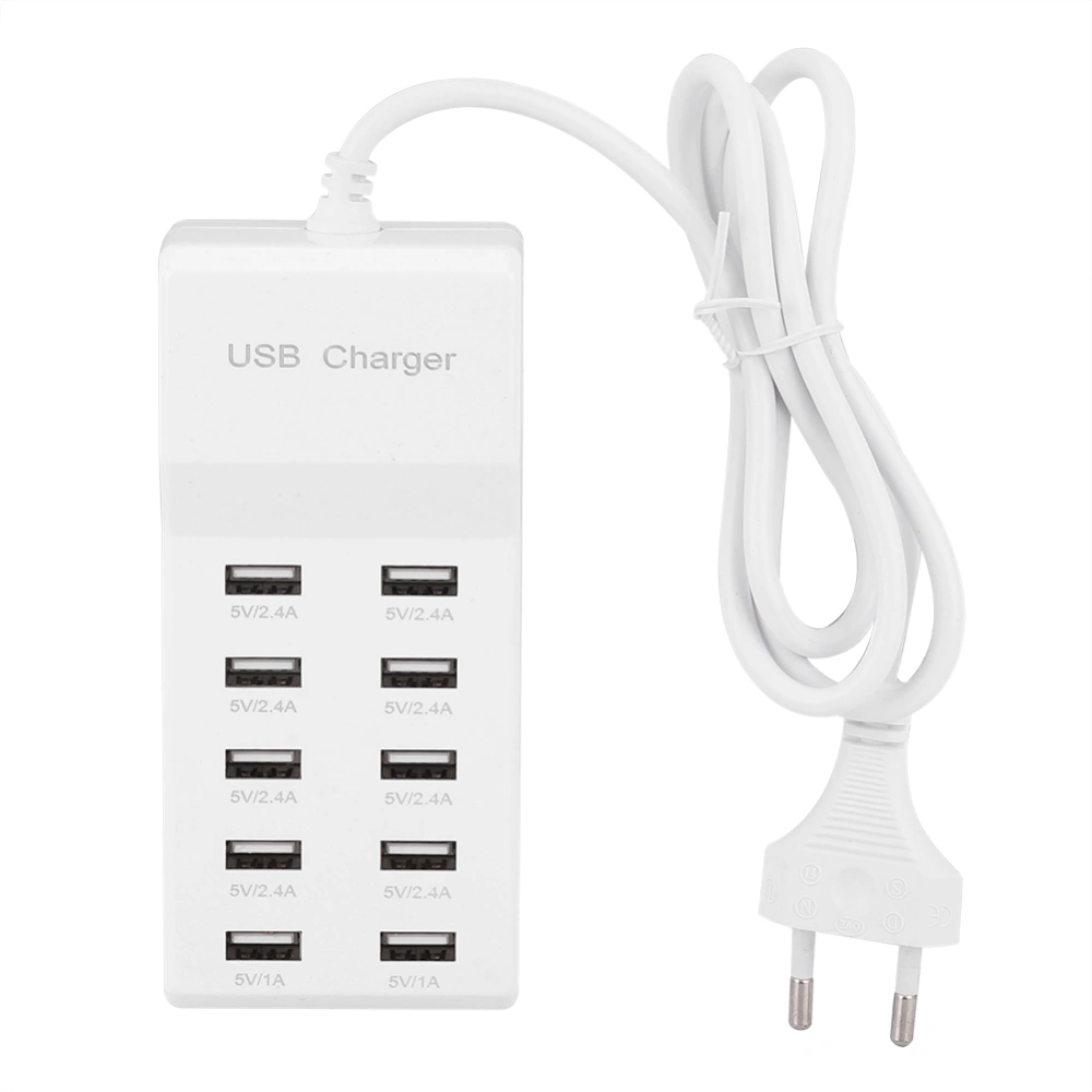 5V 10 Port Intelligent Fast Charging USB Charger for Mobile Phone 100-240VEU Plug