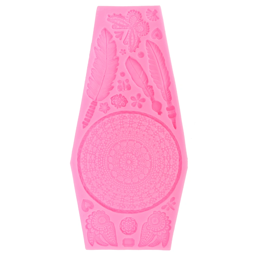 DIY Feather Butterfly Texture Silicone Mold Cake Fondant Cookie Chocolate Mould Decorating Baking ToolPink