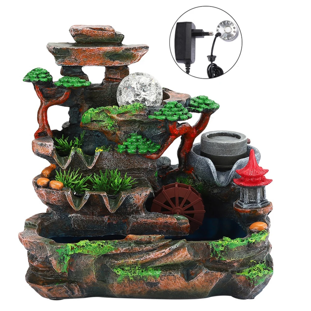 Unique Resin Desktop Water Fountain Landscape Decoration Home Ornament with Atomization EffectEU Plug 220V